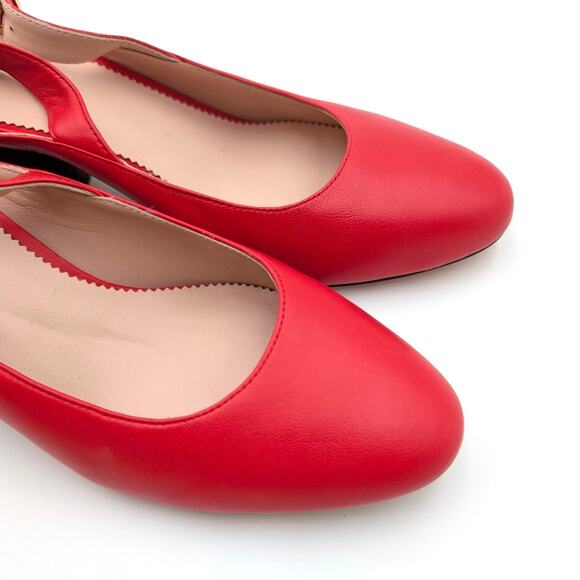 J. Crew Leather Slingback Pumps Almond Toe Women's Bright Cerise Size US8 EU39 - Picture 7 of 10